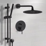 Remer SFR85 Matte Black Shower Set With Rain Shower Head and Hand Shower